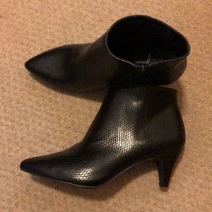 Faux snakeskin booties